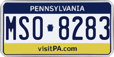 PA license plate MSO8283