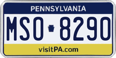 PA license plate MSO8290