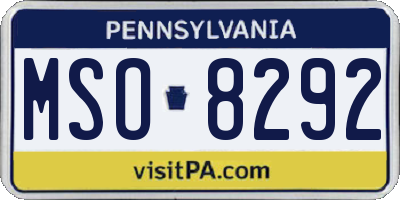 PA license plate MSO8292