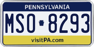 PA license plate MSO8293