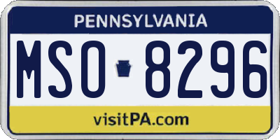 PA license plate MSO8296