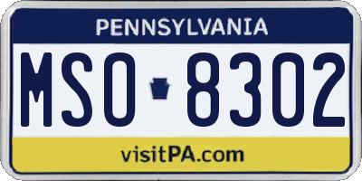 PA license plate MSO8302
