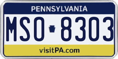 PA license plate MSO8303