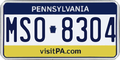 PA license plate MSO8304