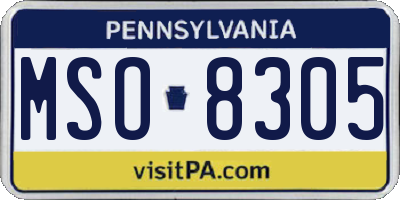 PA license plate MSO8305