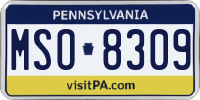 PA license plate MSO8309