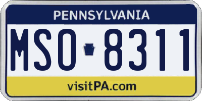 PA license plate MSO8311