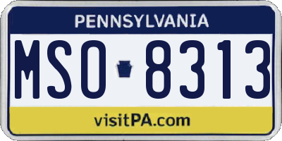 PA license plate MSO8313