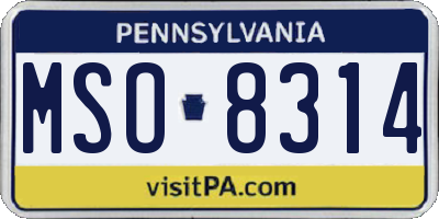 PA license plate MSO8314
