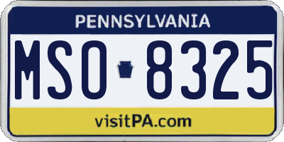 PA license plate MSO8325