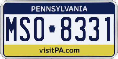 PA license plate MSO8331