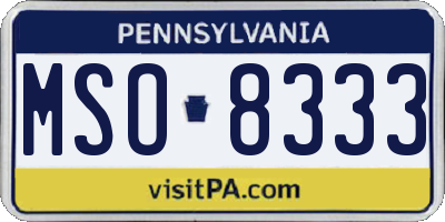 PA license plate MSO8333