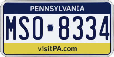 PA license plate MSO8334