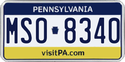 PA license plate MSO8340