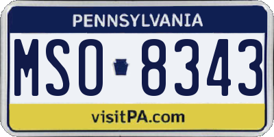 PA license plate MSO8343