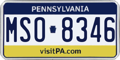 PA license plate MSO8346