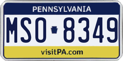 PA license plate MSO8349