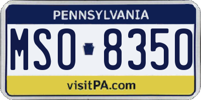 PA license plate MSO8350