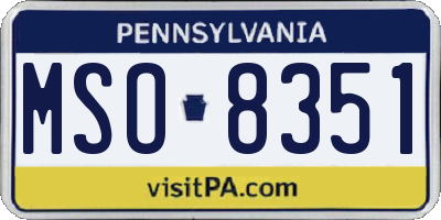 PA license plate MSO8351