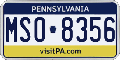 PA license plate MSO8356
