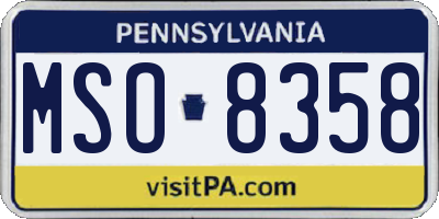 PA license plate MSO8358