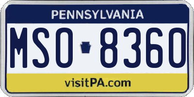 PA license plate MSO8360