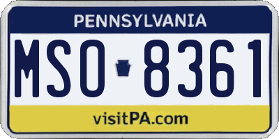 PA license plate MSO8361
