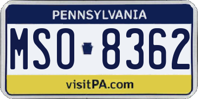 PA license plate MSO8362