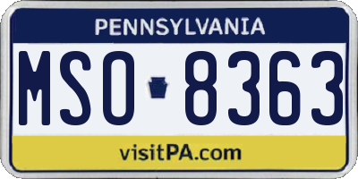 PA license plate MSO8363
