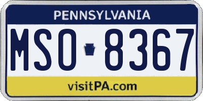 PA license plate MSO8367