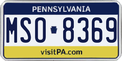 PA license plate MSO8369