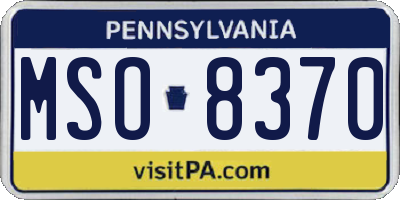 PA license plate MSO8370