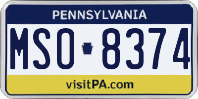 PA license plate MSO8374