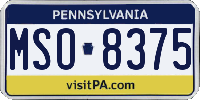PA license plate MSO8375
