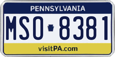 PA license plate MSO8381