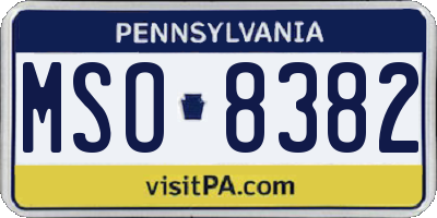 PA license plate MSO8382