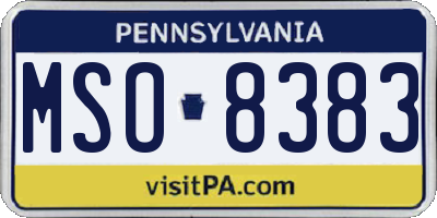 PA license plate MSO8383