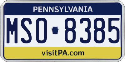 PA license plate MSO8385