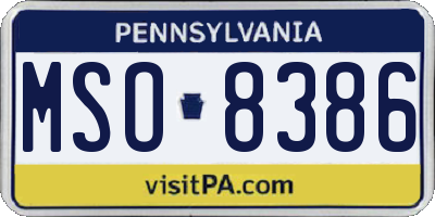 PA license plate MSO8386