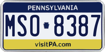 PA license plate MSO8387