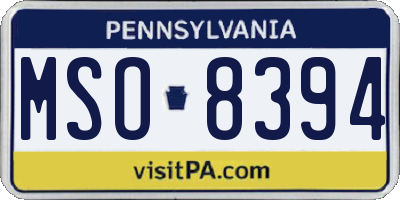 PA license plate MSO8394