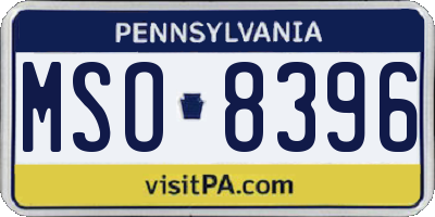 PA license plate MSO8396