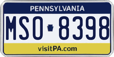 PA license plate MSO8398