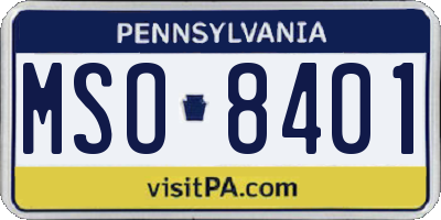 PA license plate MSO8401