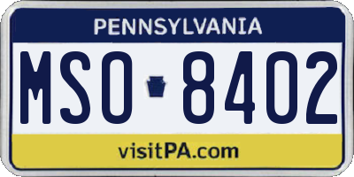 PA license plate MSO8402