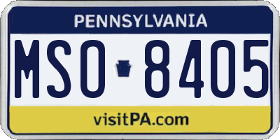 PA license plate MSO8405