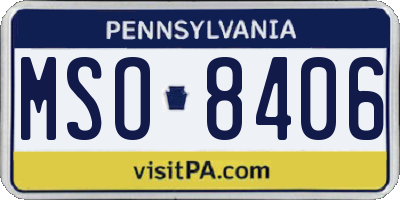 PA license plate MSO8406