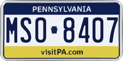PA license plate MSO8407