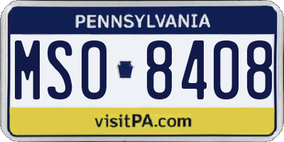 PA license plate MSO8408