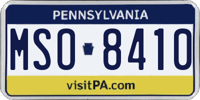 PA license plate MSO8410